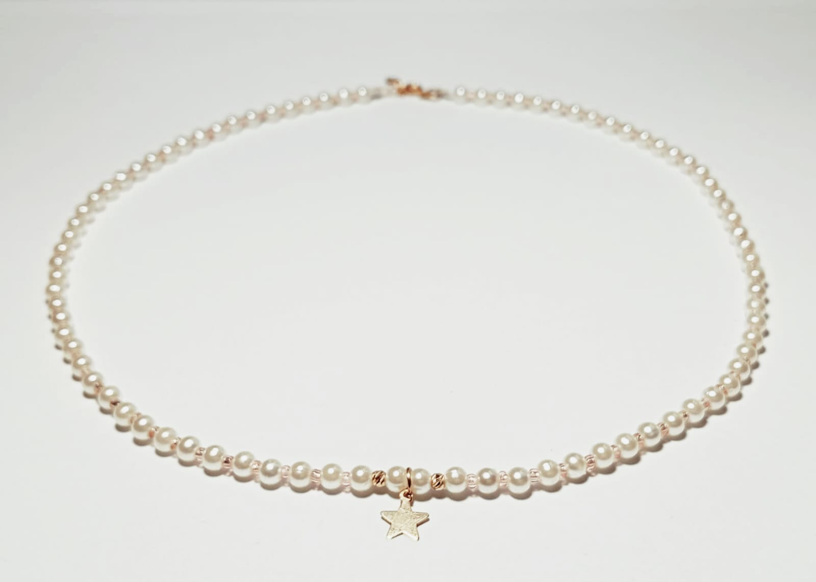 Colier Delicat cu Perle,bile și Stea din Aur 14K.Bijuterie Elegantă și Fină